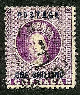 Grenada SG13 1/- Deep Mauve Cat 12 Pounds