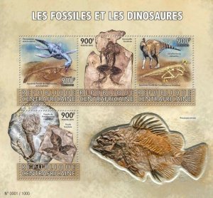 Centrafrique 2015 MNH.  FOSSILS AND DINOSAURS. Michel Code: 5895-5898