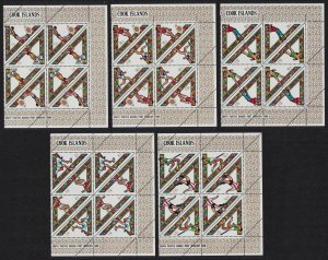 Cook Is. Football Golf Boxing Tennis Sport Triangles Blocks of 4 1969 MNH