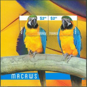 TUVALU  2014  MACAWS   SOUVENIR SHEET   MINT NH