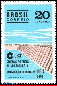 1136 BRAZIL 1969 HYDROELECTRIC, JUPIA DAM, PARANA RIVER ELECTRICITY MI# 1227 MNH