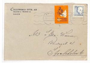 AH87 1955 Sweden SCOUTING LABEL *Falun* Commercial Cover CAMP FIRE COOKERY PTS