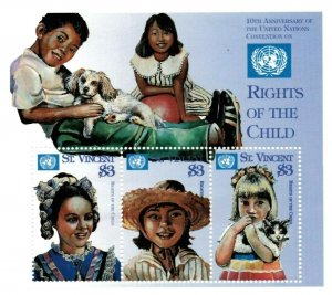 St. Vincent 1999 SC# 2724 U.N. Rights of the Child - Sheet of 3 Stamps - MNH