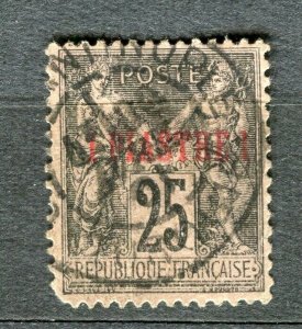 FRENCH COLONIES; LEVANT 1890s early classic surcharged 1Pi. fine Postmark