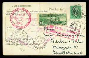 US 1930 AIRMAIL - GRAF ZEPPELIN  Sc# C13 + Germany Sc# 368 on multiple Pmk card