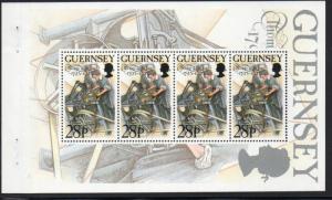 Guernsey Sc 522a 1993 28p de la Rue Machine stamp booklet pane mint NH