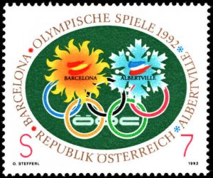 Austria #1555, Complete Set, 1992, Olympics, Never Hinged