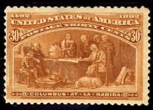 US #239 SCV $675.00 VF mint never hinged, nicely centered 30c Columbian, SCV ...