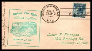 US HPO Greensboro and Boone,NC 1949 1st Trip Cover