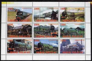 AKHAL VELAYET - 1999 - Steam Locos - Perf 9v Sheet - M N H - Private Issue