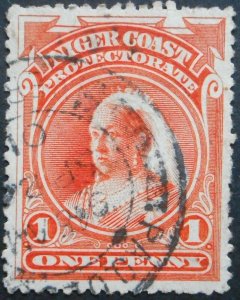 Niger Coast 1901 One Penny with PAQUEBOT postmark