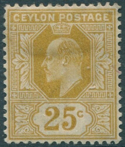Ceylon 1903 SG272 25c bistre KEVII crown CA wmk MH (amd)