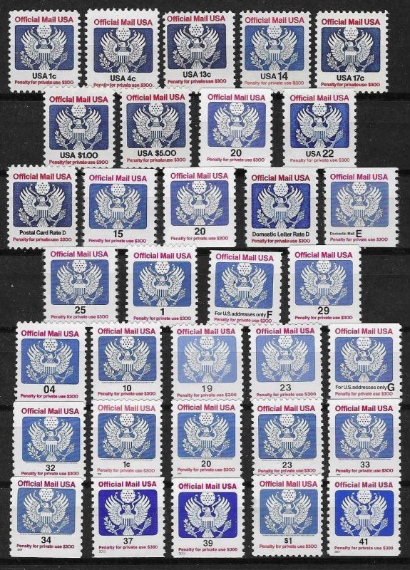 PCBstamps   US Official Set O127-O148, O152-O162, MNH, (32 var), (2)