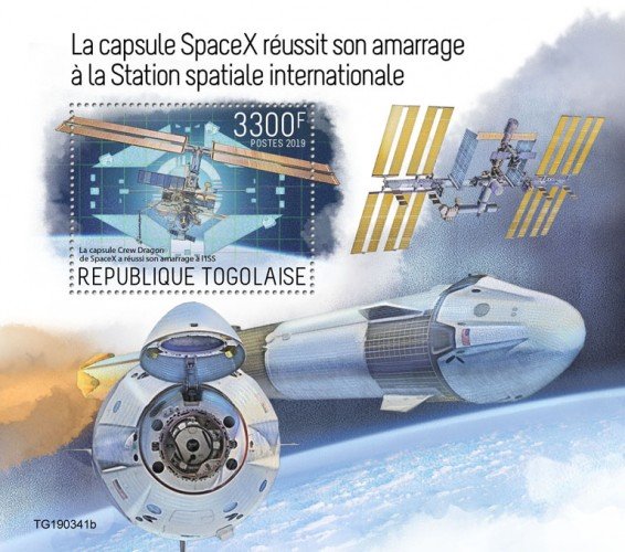 TOGO - 2019 - SpaceX at International Space Station - Perf Souv Sheet - MNH