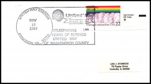 US Centennial United Way 1987 Abingdon,VA Cancel Cover