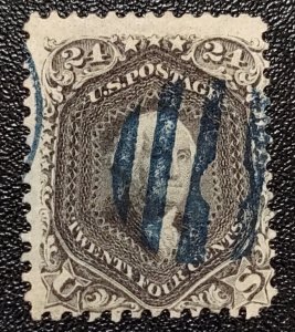 Scott Stamp #78 - 1862 Used Washington 24c Dark Lilac w PSAG Cert. SCV $445.00