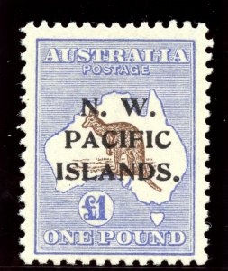 New Guinea 1916 Roos £1 chocolate & dull blue (Type A ovpt) superb MNH. SG 99