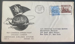1945 Limerick Ireland First Commercial Flight cover FFC To New York USA AA