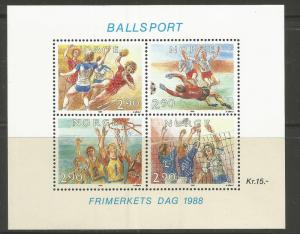 NORWAY 934 MNH MINIATURE SHEET OF 4 HANDBALL 1988
