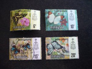 Stamps - Malaya Penang-Scott# 77-80- Mint Hinged & Used Part Set of 4 Stamps