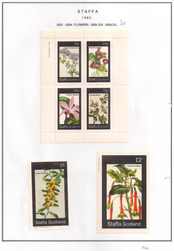 SCOTLAND - STAFFA - 1982 - Flowers #32 - Perf 4v, Souv, D/L Sheets - MLH