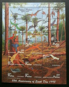 Palau 25th Anniv Of Earth Day 1995 Dinosaur Reptiles Pre Historic (sheetlet) MNH