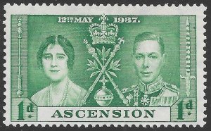 Ascension Scott 37 MH 1d deep green Coronation Issue of 1937