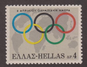 Greece 913 World Map & Olympic Rings 1968