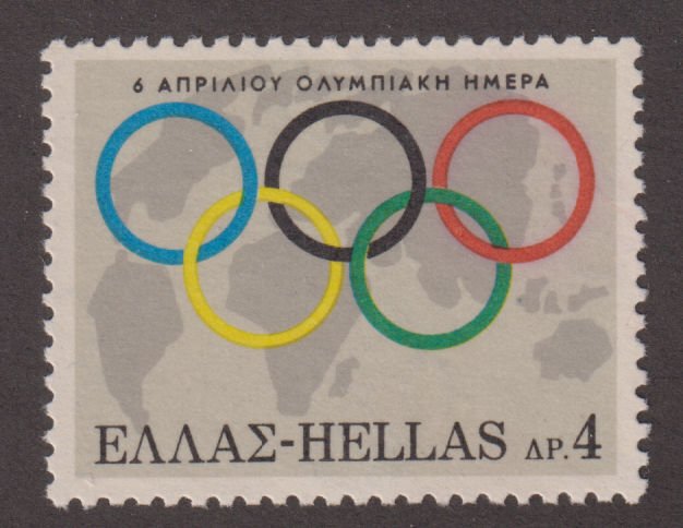 Greece 913 World Map & Olympic Rings 1968