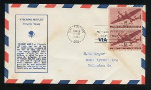 US C28 M=17 15c  Air Mail Transport Plane Linprint cachet FDC Addr