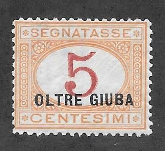 OLTRE GIUBA Scott J1 Mint 5c O/P Postage Due stamp 2017 CV $24.00