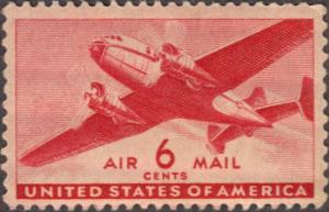 US MNH 6 cent Scott# C25 Twin-Motored Transport Plane Fine