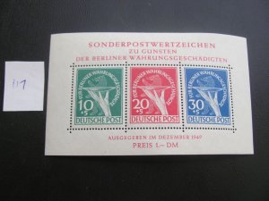 BERLIN 1949 MNH SC 9NB3a SOUVENIR SHEET  XF $975 (117)