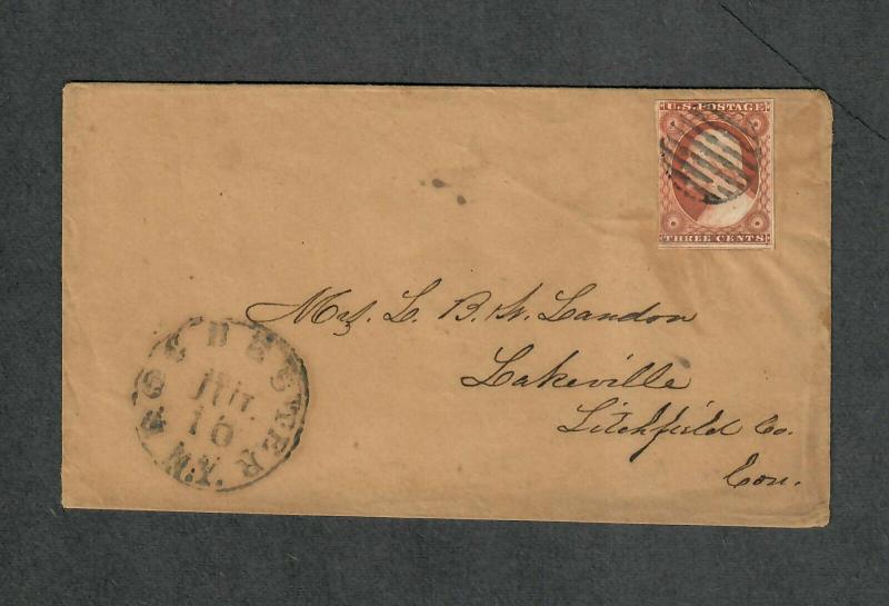 US Sc#10 Deep Orange Brown Pos 29R1e Rochester NY Cover