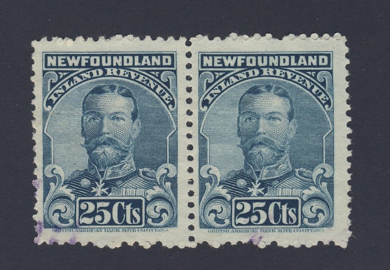 2x Newfoundland Revenue Stamps Pair of NFR18-25c