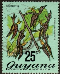 Guyana 141 - Used - 25c Orchid (Denom. at center) (1972) (cv $11.30) +