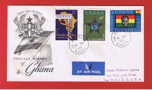 Ghana #86-88  VF used 1st Day of Issue   Founders Day    Free S/H