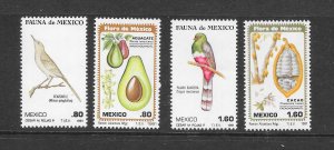 BIRDS - MEXICO #1234-7 BIRDS & FRUIT MNH