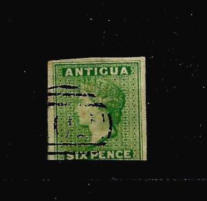 ANTIGUA 1862 6d GREEN QV IMPERF  FU SG 1  