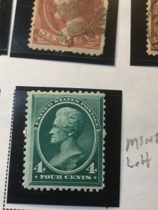 1883 Scott #211 Mint Lightly Hinged 4 Cent Jackson Catalog $225!