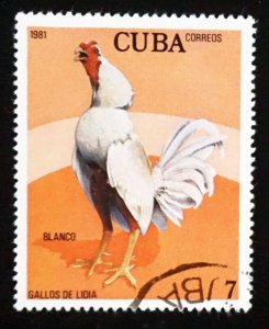 Cuba Sc# 2414  FIGHTING COCKS Roosters 7c Blanco  1981 used cto
