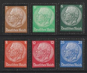 GERMANY 1934 Hindenburg Memorial set 3pf-25pf. MNH **. SG 545-50 cat £170.