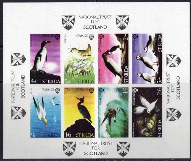 St Kilda Scotland local  1968 Birds Imperforate  sheet of 8 unmounted mint