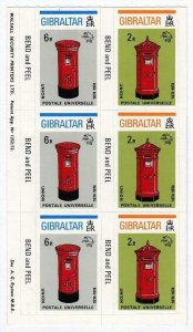 Gibraltar #309a  Pillar Boxes  1974  booklet page of 6