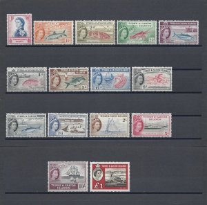 TURKS & CAICOS ISLANDS 1957 SG 237/50, 253 MNH Cat £120