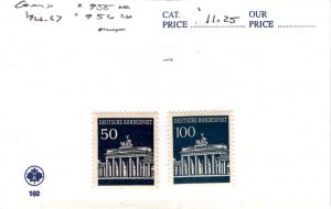 Germany, Postage Stamp, #955 NH, 956 LH Mint, 1966 Brandenburg Gate (AB)