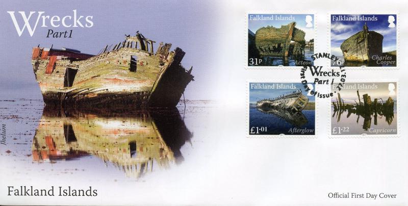 Falkland Islands 2017 FDC Wrecks Part I Acteon 4v Set Cover Boats Ships Stamps