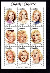 GAMBIA #1601 1995 MARILYN MONROE MINT VF NH O.G SHEET 9