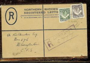 NORTHERN RHODESIA (P1210B) KGVI 4D RLE+1/2D+4D 1950 FROM LUANSHYA TO SA