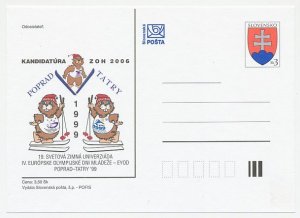 Postal stationery Slovakia 1999 Nomination 2006 Winter Olympics